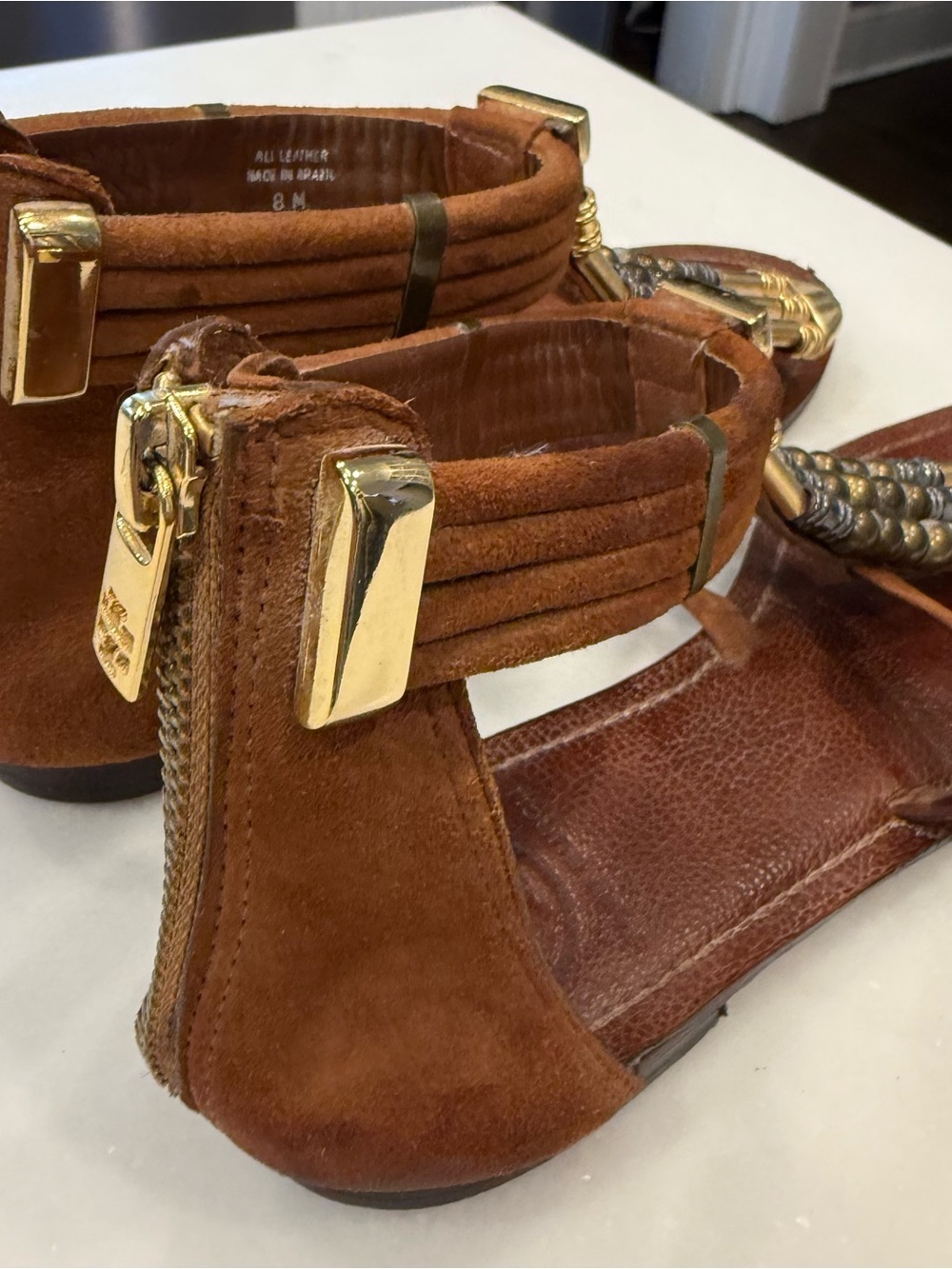 Tory Burch Carla Flats Beaded Leather Sandals Gladiator Style size 8 RARE - Picture 8 of 16